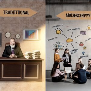 Vad är skillnaden mellan traditionellt och modernt ledarskap?