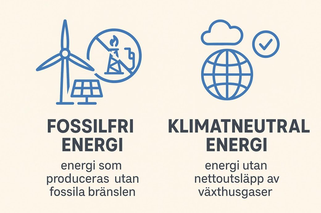 Vad är skillnaden mellan fossilfri och klimatneutral energi?